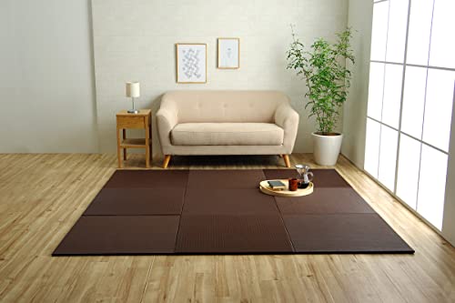 イケヒコ 置き畳 システム畳 ユニット畳 トリム 同色9枚組 約70*70cm/枚 ブラウン 日本製 縁無し お手入れ簡単 無地 簡単収納 シンプル #8340540