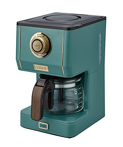 Toffy/トフィー アロマドリップコーヒーメーカー K-CM5 スレートグリーン ドリップ式 蒸らし機能 自動保温機能 ガラスポット メッシュフィルター付き レトロ K-CM5-SG｜BeLugastore