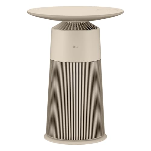 LG PuriCare AeroFurniture ラウンド サンドベージュ AS207PBU0 マルチ機能空気清浄機 12.5畳 サイドテーブル ムードライト ベッドルームワイヤレス充電 HEPA抗菌フィルターで0.1µmの微細粒子99.9%除去、|BeLugastore