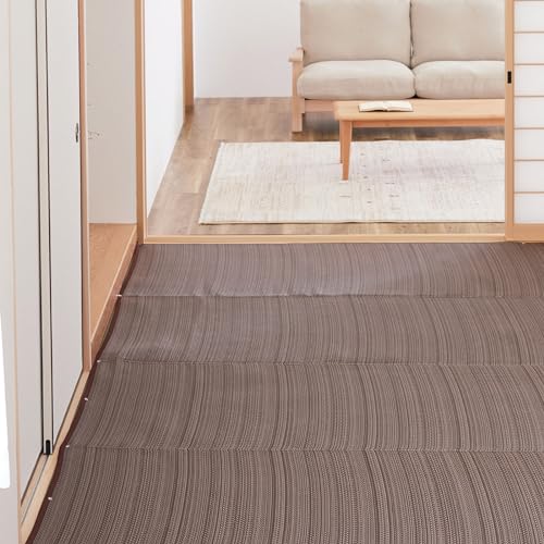 サイズ：261 x 352 cm (長方形) 萩原 洗える い草風カーペット ブラウン 江戸間6畳 約261*352cm 「ライアン」 和モダン 日本製