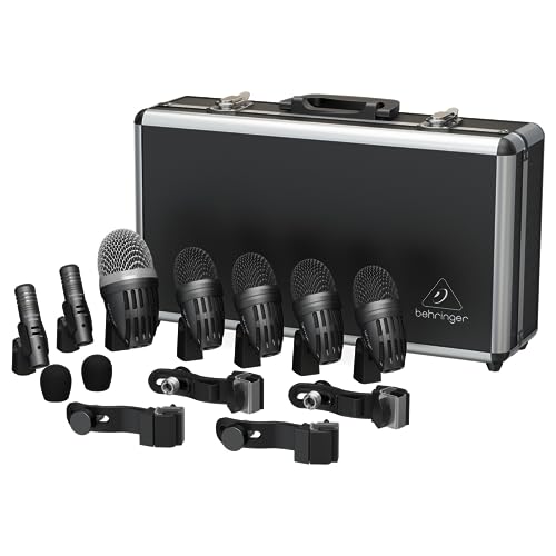 Behringer ベリンガー ドラム用マイクセット 7本セット バスドラム用ダイナミックマイク1本 スネア/タム用ダイナミックマイク4本 オーバヘッドシンバルコンデンサマイク2本(1ペア) メタルダイ