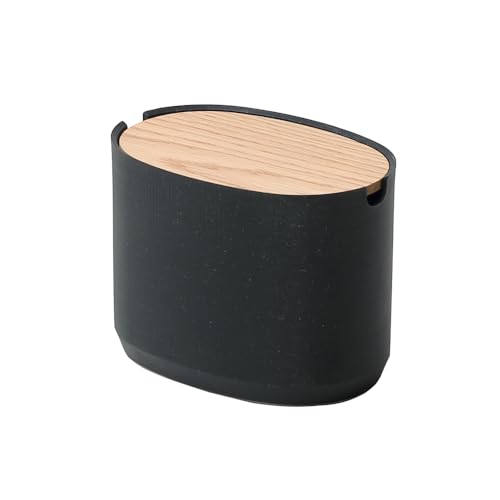 ideaco (イデアコ) 小物 卓上 蓋付き 収納 幅18*奥行12*高さ13.5cm Oval Box S High stone sand black/オーバルボックス Sサイズ 高 ストーンサンドブラック