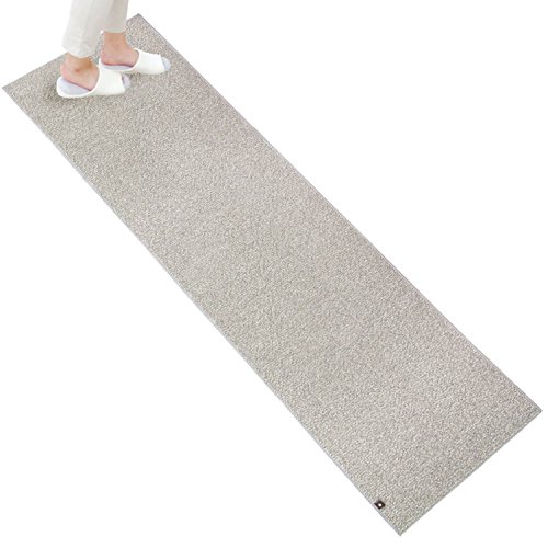 オカ(OKA) PLYS base (プリスベイス) キッチンマット 約 60 cm * 240 cm グレー (日本製 洗える モダン シンプル 滑り止め)|BeLugastore