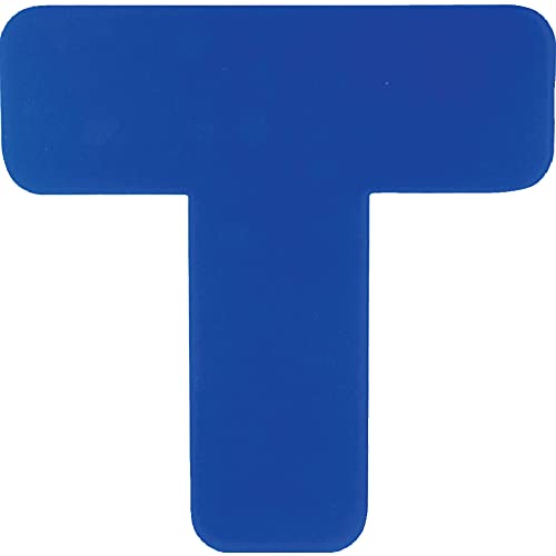 セーフラン(SAFERUN) フロア表示 (高耐久タイプ) T字型 青色 高強度PC材 両面テープ 厚さ約1mm 50x150x150mm 10枚セット 区画標示 貼るだけ簡単設置