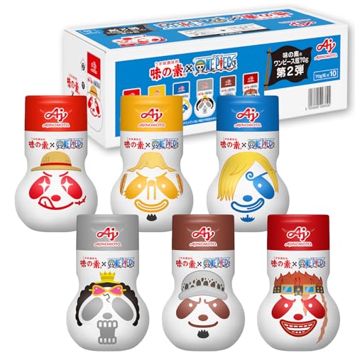 Ajinomoto 期間限定 うま味調味料 「味の素」 ワンピース瓶70g 第2弾 10個入ボール ONE PIECE アニメ 25周年コラボ画像