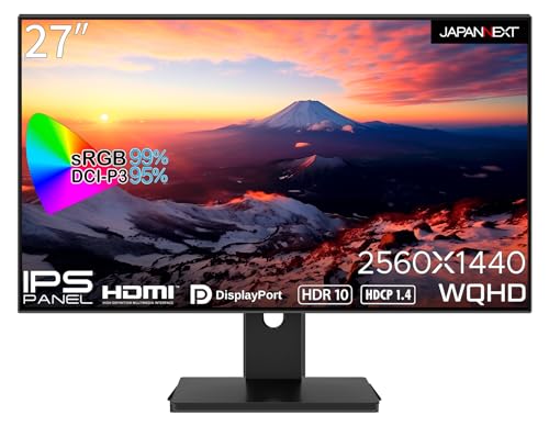 JAPANNEXT 27in 管する WQHD 2560x1440解像力 IPS 見せびらかす (HDMI/DisplayPort/金棒引き内蔵/VESA相応う/ブルーライトカット) JN-27i4FLQR