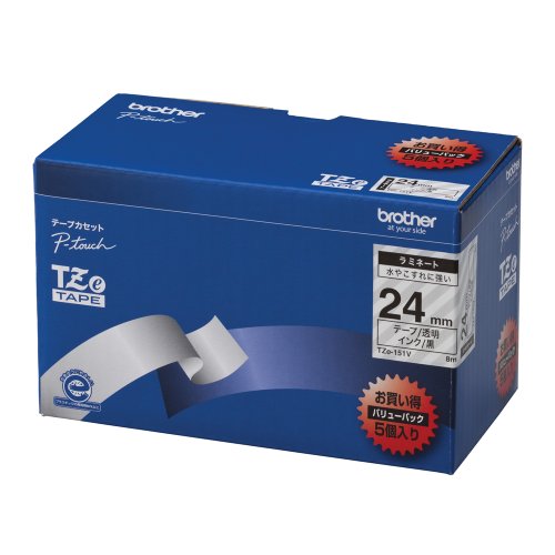 brother完全無欠 ピータッチ ラミネートテープ TZe-151V 幅24粍 (黒文字/澄み切った)