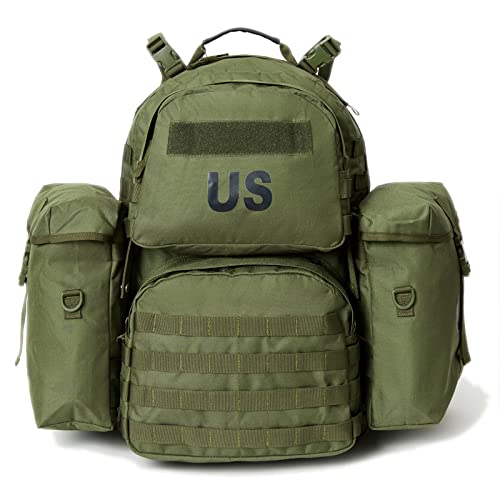 [Akmax.cn] ミリタリー Molle II バックパック アーミー ミディアム リュックサック 50L フレーム 付き アウトドア 登山 キャンプ マルチカム/グリーン