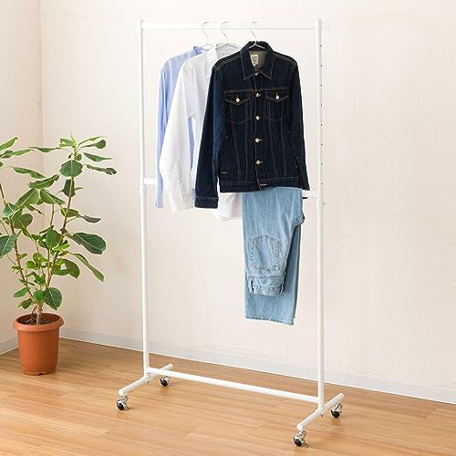 ドウシシャ ハンガーラック 2段式パイプハンガー 幅100cm 耐荷重120kg 頑丈 白 ホワイト おしゃれ 可愛い LIH2-100WH 幅100*奥行42*高さ117*183.5cm 上下2段でたっぷり収納 キャスター付き 高さ調整可能