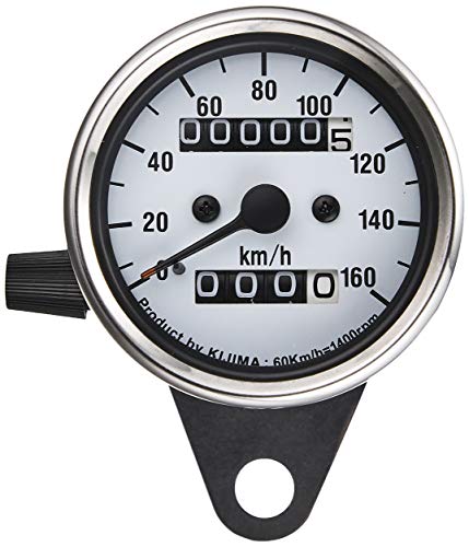 キジマ(Kijima) バイクパーツ スピードメーター 機械式 160km/h 61mm タイプA トリップ付 汎用 白パネル 510-006W