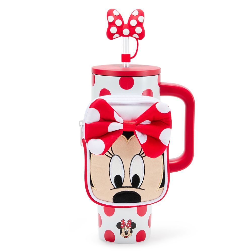 【取寄せ】 ディズニー Disney US公式商品 ミニーマウス ミニー タンブラー カップ 水筒 コップ 食器 ストロー ストロー付き ケース ステンレス製 ジップケース [並行輸入品] Minnie Mouse 30 oz. Stainless Steel Travel Tumbler with Straw plus Zip Case グッズ スト｜ビーマジカル店