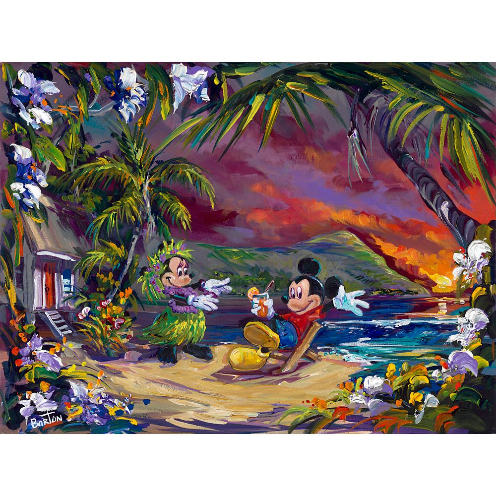 【取寄せ】 ディズニー Disney US公式商品 ミッキーマウス ミッキー ミニーマウス ミニー 限定版 限定 キャンバス キャンバスアート 絵画 絵 アート インテリア 壁 装飾 デザイン [並行輸入品] Mickey and Minnie Mouse ''Hula Love'' Gallery Wrapped Canvas by Steve｜ビーマジカル店