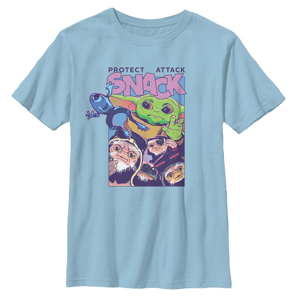 【取寄せ】 ウォルトディズニー Disney US堅苦しさ商いもの スターウォーズ マンダロリアン グローグー グローグ チャイルド ヨーダ ベビーヨーダ 赤ちゃん キッズ 御姉さん お坊っちゃん プルオーバー トップス 服 プルオーバー [並行輸入品] Grogu \u0027\u0027Protect， Attack， Snack\u0027\u0027 T-Shirt for Kids