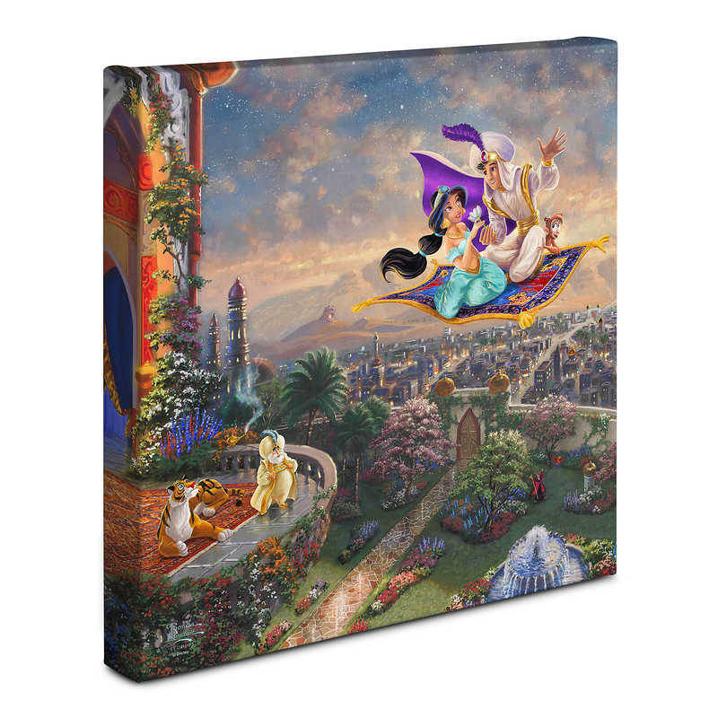 【取寄せ】 ディズニー Disney US公式商品 アラジン ジャスミン プリンセス トーマスキンケード Thomas Kinkade キャンバス 絵画 アート インテリア 絵 飾り アートワーク [並行輸入品] 'Aladdin'' Gallery Wrapped Canvas グッズ ストア プレゼント ギフト画像