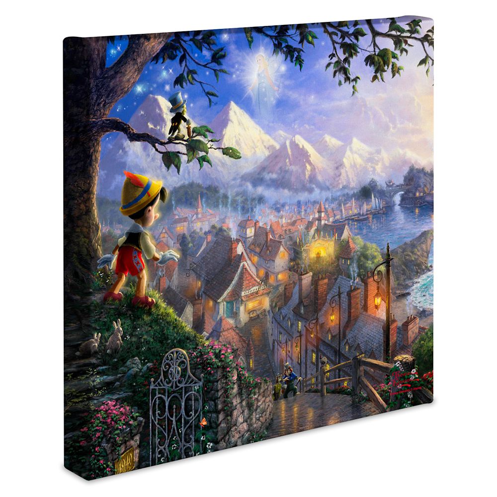 楽天市場 1 2日以内に発送 ディズニー Disney Us公式商品 ピノキオ トーマスキンケード Thomas Kinkade キャンバス 絵画 アート インテリア 絵 飾り アートワーク 並行輸入品 Pinocchio Wishes Upon A Star Gallery Wrapped Canvas グッズ ストア プレゼント