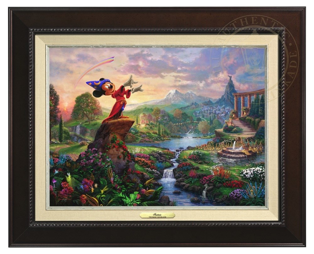 クラシック 壁 デザイン 装飾 インテリア キャンバス アート 絵 絵画 ファンタジア ミッキーマウス Disney ディズニー 取寄せ 額付き Fram Espresso Classic Canvas Fantasia Kinkade Thomas 並行輸入品 トーマスキンケード Kinkade Thomas Frame Espresso