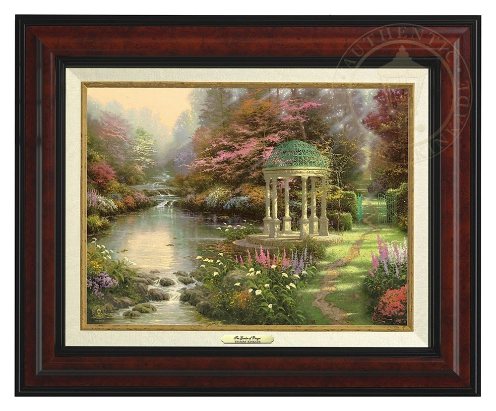 取寄せ 風景画 絵画 Of Kinkade 景色 絵 アート 自然 装飾 風景 壁 キャンバス インテリア デザイン 額付き フレーム付き Burl Frame Thomas Kinkade トーマスキンケード 風景画 並行輸入品 Thomas Kinkade The Garden Of Prayer Canvas