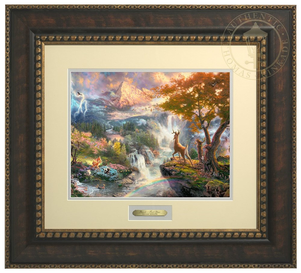贅沢 Thomas 並行輸入品 トーマスキンケード Kinkade Thomas Frame Gold フレーム付き 額付き 壁 デザイン 装飾 インテリア キャンバス アート 絵 絵画 Bambi バンビ Disney ディズニー 取寄せ Kinkade ス グッズ Frame Gold Classic Canvas Year