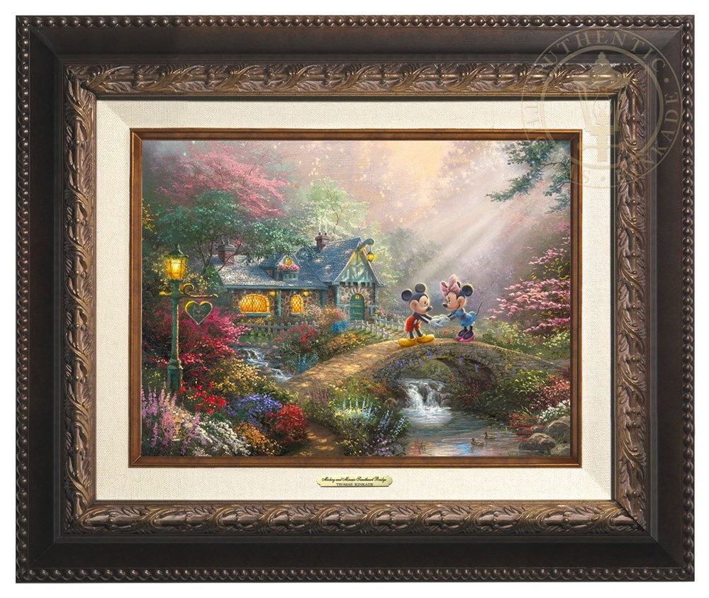 送料無料 即納 Kinkade Thomas Frame Bronze Aged フレーム付き 額付き 壁 デザイン 装飾 インテリア キャンバス アート 絵 絵画 ミニー ミニーマウス ミッキー ミッキーマウス Disney ディズニー 取寄せ トーマスキンケード Min And Mickey Disney Kinkade