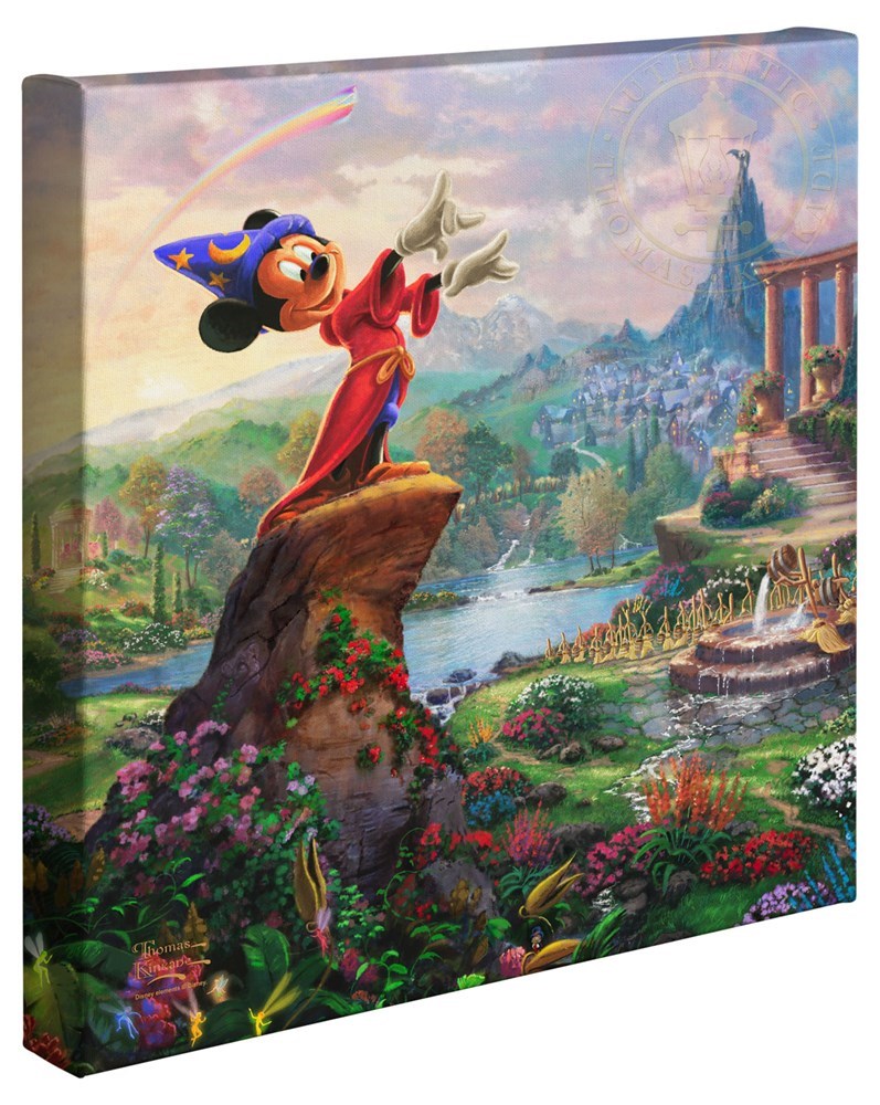 楽天市場 取寄せ ディズニー Disney ミッキーマウス ファンタジア 大きさ 35 5cm X 35 5cm 絵画 絵 アート キャンバス インテリア 装飾 デザイン 壁 Thomas Kinkade トーマスキンケード 並行輸入品 Thomas Kinkade Fantasia 14 X 14 Gallery Wrapped Canvas グッズ