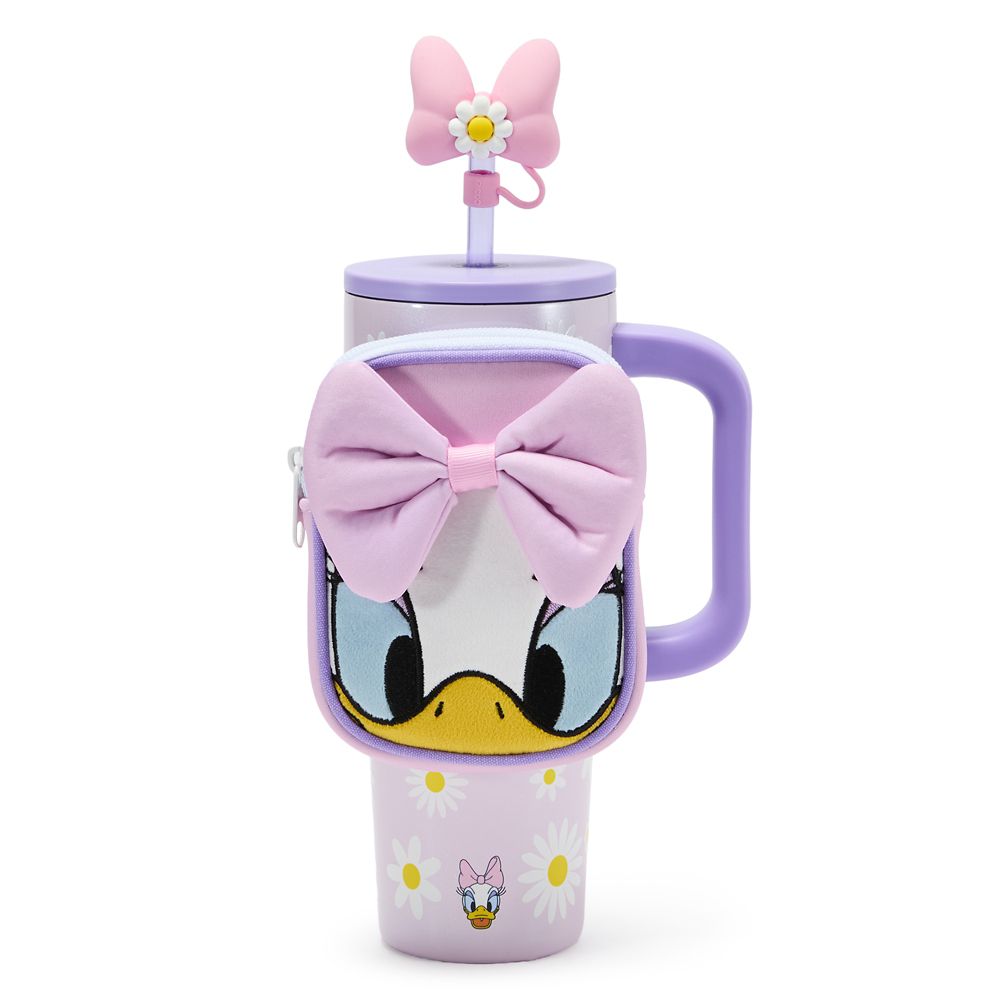 【取寄せ】 ディズニー Disney US公式商品 デイジーダック デイジー Daisy Duck タンブラー カップ 水筒 コップ 食器 ストロー ストロー付き ケース ステンレス製 ジップケース [並行輸入品] Daisy Duck 30 oz. Stainless Steel Travel Tumbler with Straw plus Zip Cas｜ビーマジカル店