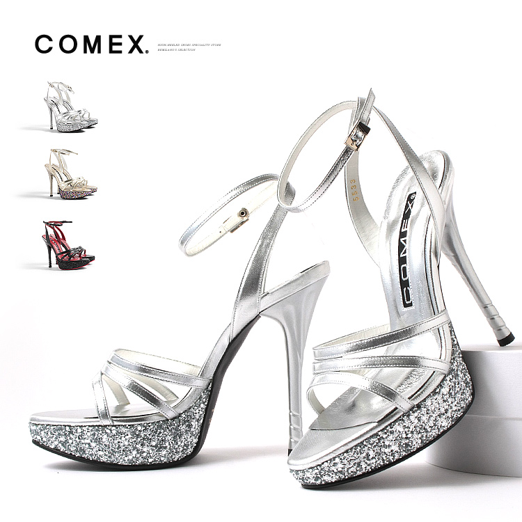 COMEX コメックス 美品 13cm ラメ ピンヒール サンダル Sサイズ s-co-5533_8.jpg
