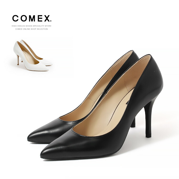 【極美品】COMEX（23.5）ハイヒール　パンプス　黒　厚底 COMEX パンプス ハイヒール ポインテッドトゥ 赤ヒール