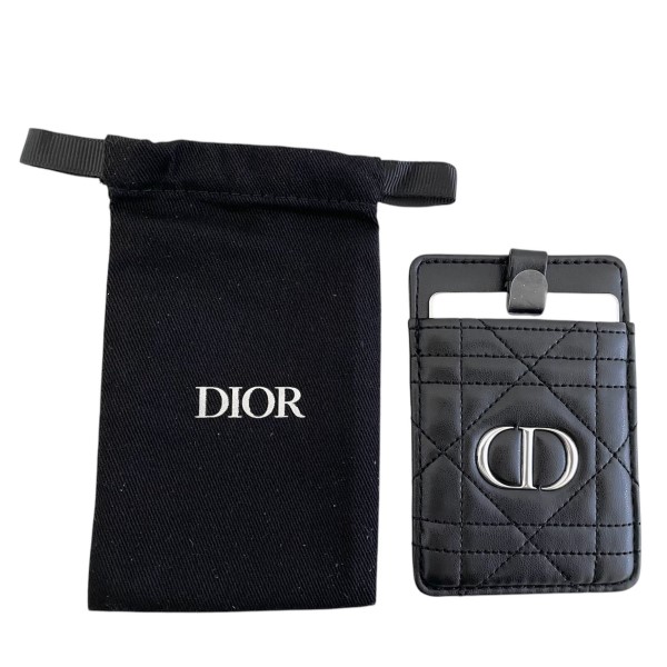 Dior ブラックキルティング iPhoneケース15 Saddle Cover for iPhone 15 Pro Blue Grained Calfskin and