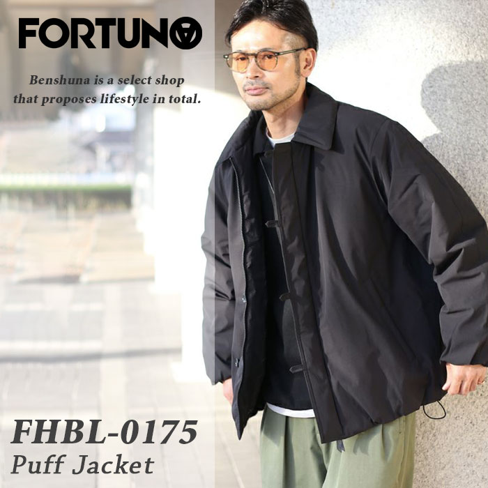 FORTUNA フォルトゥナ オム 中綿ブルゾン FHBL-0175 TEC Puff Blouson 4WAYストレッチ 撥水防水 メンズ M~XLサイズ ブラック アウター冬 アウター バルーンシルエット キレイめ 長袖 お洒落 大人 シンプル 無地 ブランド 高級|ベンシュナ メンズアパレル&雑貨
