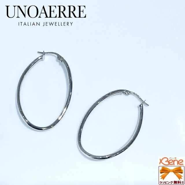 ポイント５倍【日本全国送料無料♪ラッピング無料♪】 UNOAERRE ウノアエレ K18WG 750 ホワイトゴールド フープピアス｜ジュエリー＆腕時計 Bene