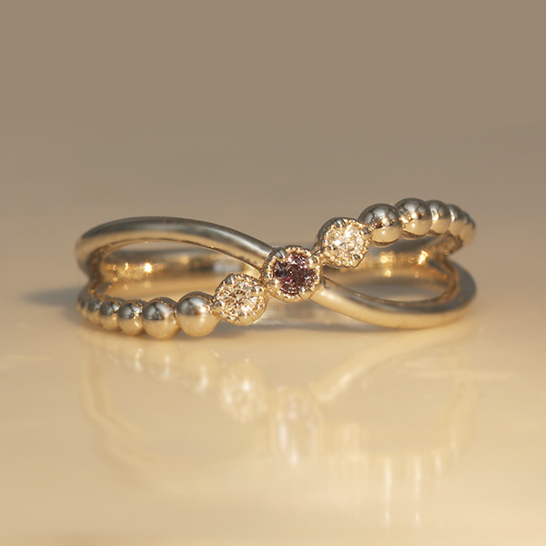限定1本 PT950 0.01ct アレキサンド 0.02ct ダイヤモンド ピンキーリング 4.5号 サイズ変更承ります 誕生石6月4月