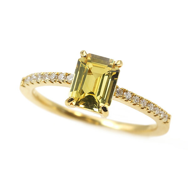 限定1本 K18YG UV蛍光 1.16ct イエローサファイア 0.11ct ダイヤモンド リング 12号 サイズ変更承ります 誕生石9月