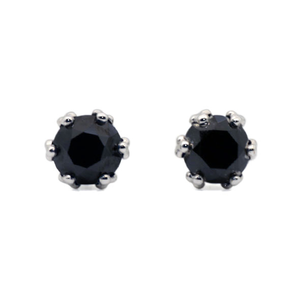 4ｍｍ ブラックダイヤモンド クローバー ピアス PT900 K18 K10対応　PT,K18はご注文後弊社で金種選択に記載のある金額を加算しご連絡します 誕生石 4月