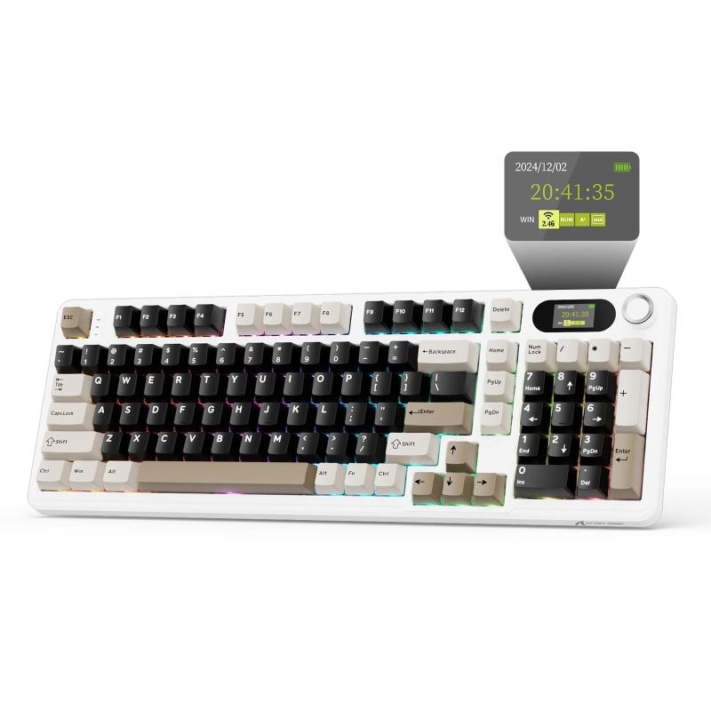 ATTACK SHARK×MAMBASNAKE X98PRO ゲーミングキーボード メカニカルゲーミング ブルーベリースイッチ カスタマイズ リニア HIFI ガスケットマウント LEDスクリーン サイド刻印彫刻PBTキーキャップ ワイ