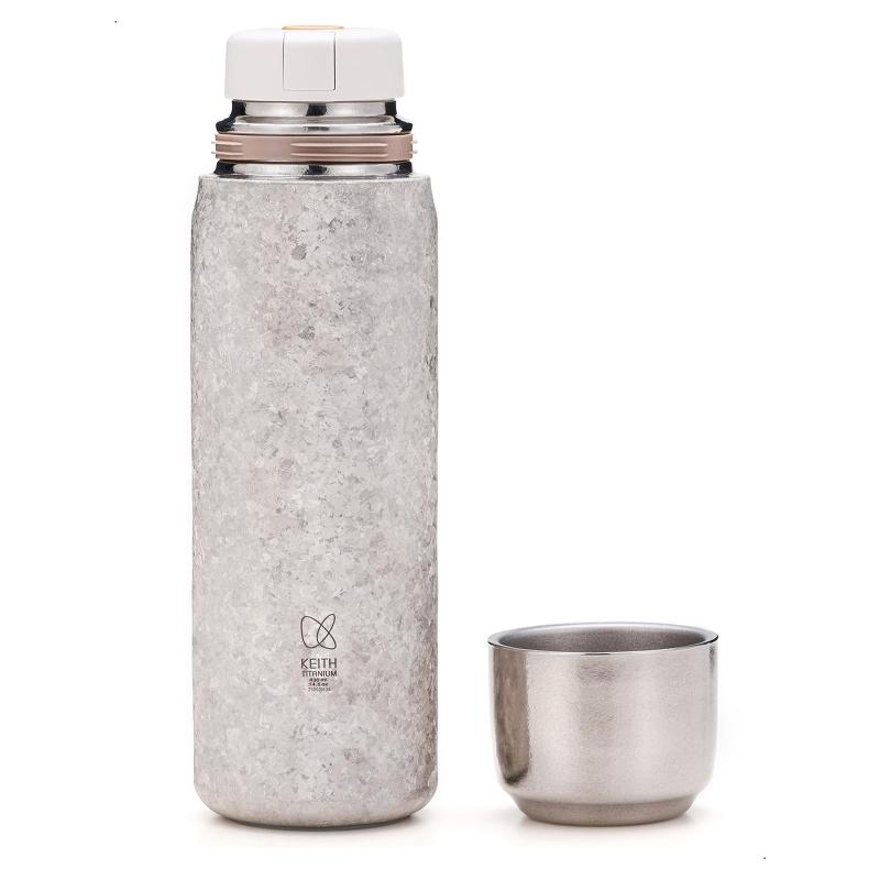 KEITH チタン 魔法瓶 430ml 超軽量水筒ボトル 真空断熱 保冷 保温 タンブラー 氷花模様 二層構造スイトウ ?らない 茶漉し付き アウトドア 登山 通勤 ギフト(Ti3107)|ベネフィメントショップ