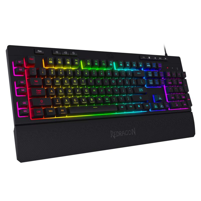 Redragon K512 シバ神 RGB バックライトメンブレン 力くらべ鍵盤 マルチメディアシステム手当たり付き添い人 静音メカニカルフィーリングキーボード 6つの蓄積オンボードマクロキー 専用媒体抑えつける
