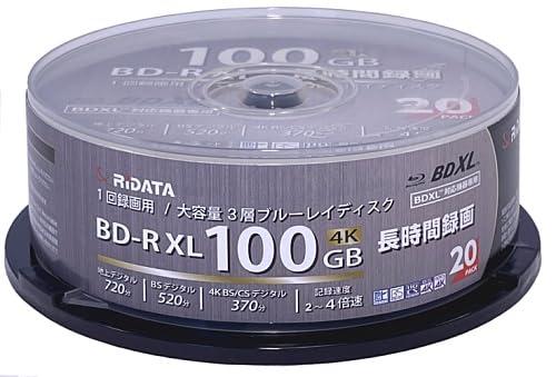 ・RiDATA 1回録画用 片面3層 2-4倍速 ブルーレイディスク ホワイトプリンタブル RiTEK BD-R XL 100GB 20枚 BR520EPW4X.20SP|ベネフィメントショップ