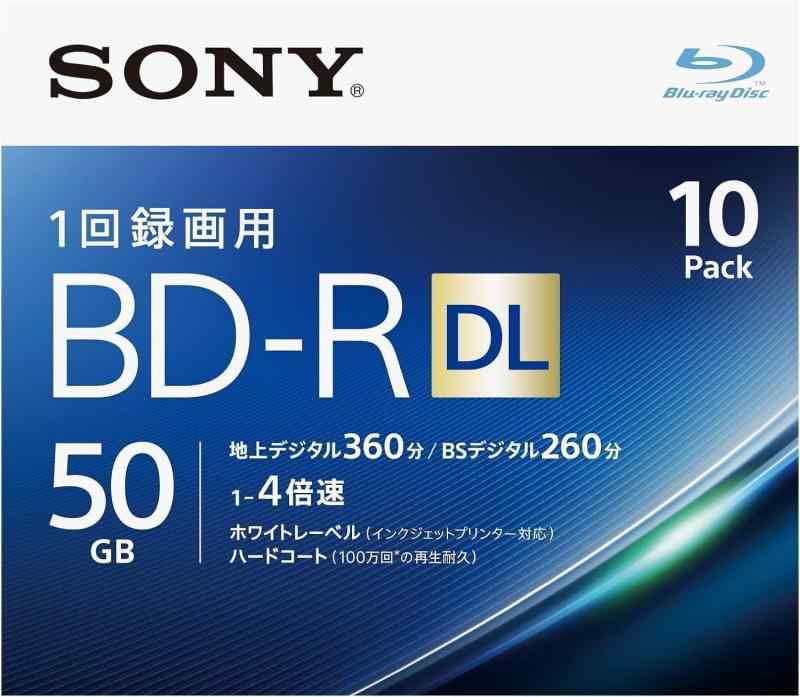 ソニー(SONY) ブルーレイディスク BD-R DL 50GB 10枚 4倍速 1回録画用 ケース付 10BNR2VJPS4｜ベネフィメントショップ