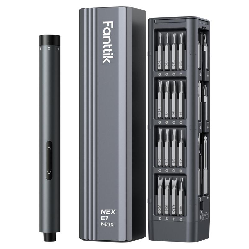 Fanttik E1 Max 電動精密ドライバー 50種類ビット付属 マグネット収納 2段階トルク調整 200RPM 高速回転 Type-C充電式 S2鋼 高耐久ビット スマホ PC 時計 カメラ ドローン 修理 DIY 工具キット｜ベネフィメントショップ