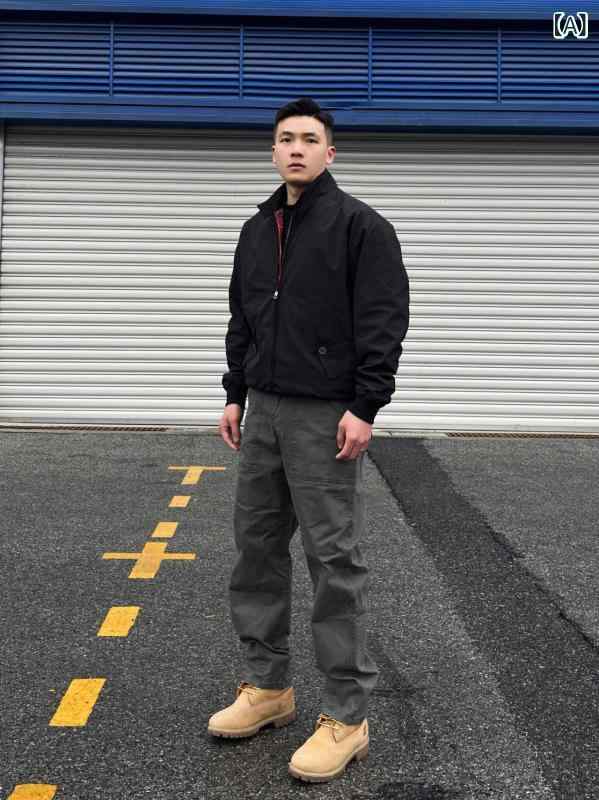 上衣 レトロ ハリントン ダブルファスナー 細工物表現スタイル 照明ランプ色合い トップス 年月 雨合羽 防風 防汚 遊撃手丈 アウター ユニ一発やる メンズ レディース 通い 普段使い走り 軽さ ミリタリー風