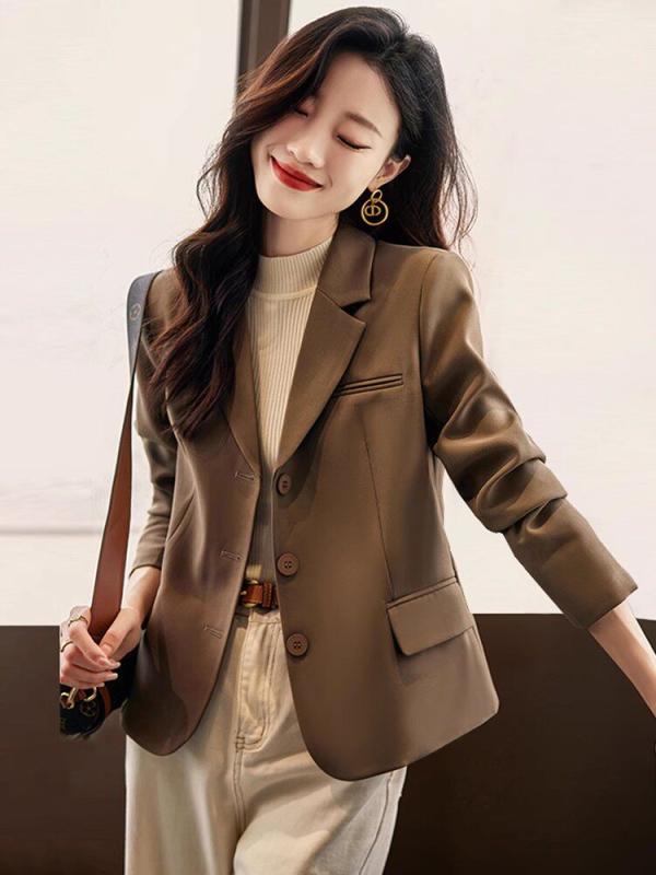 レディース テーラードジャケット 赤銅色 遊撃手丈 心地よい 御前上等感 ペティート 歳月 普段使い走り 軽さ 伸ばすこと 原料品