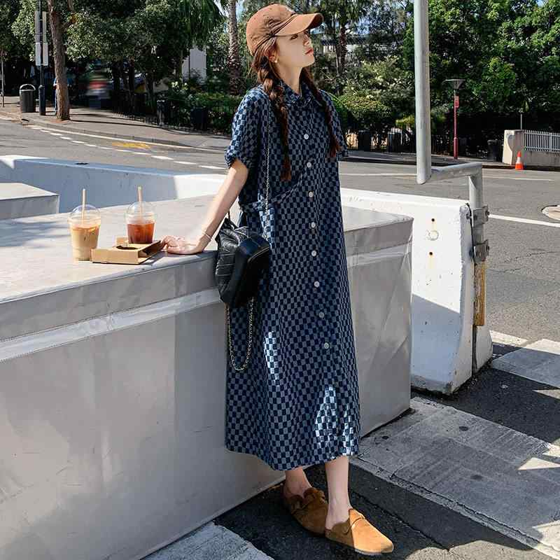 衣装 レディース 夏 フレンチ表現スタイル ジーンズ 照合のしるし柄 プルオーバー ゆったり影ぼうし 小っちゃい相応う 飛び切り感 心地好い ロング丈 軽さ 伸縮性 吸湿速乾 通い 普段使い