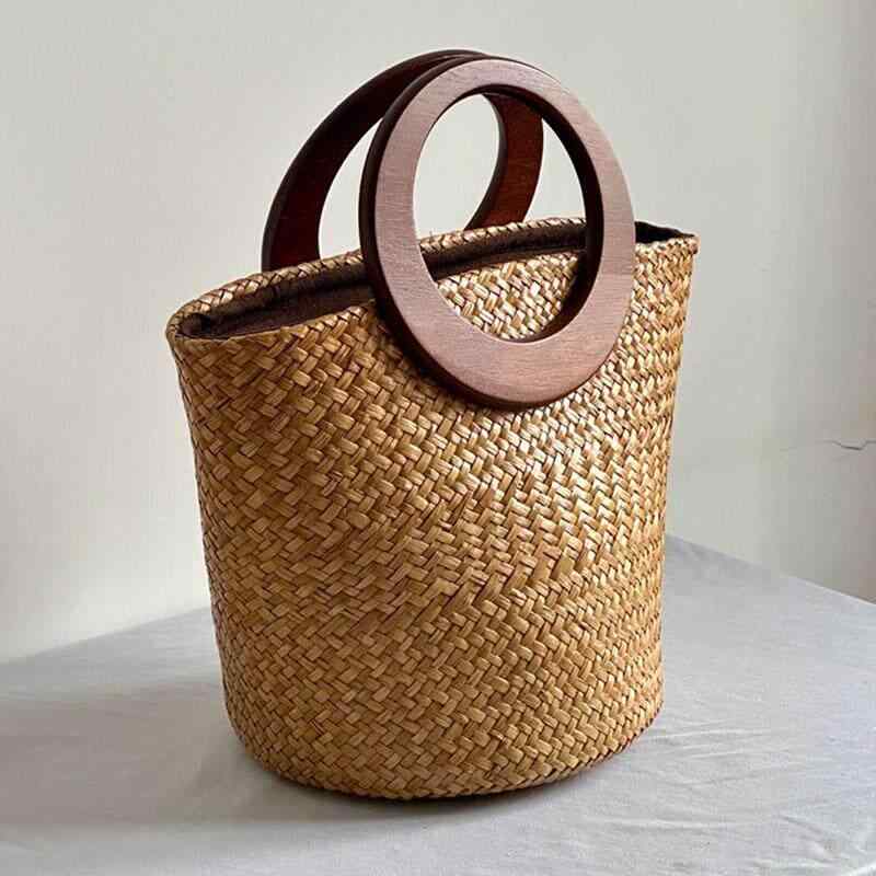 草編み 御徒面子 砂浜 手提げ トート 鞄 レトロ ヴィンテージ 御前上等感 原料品 夏用 軽さ 編み込み 表現スタイル 朱夏御徒面子 海岸地帯 役立つこと 日常使い走り