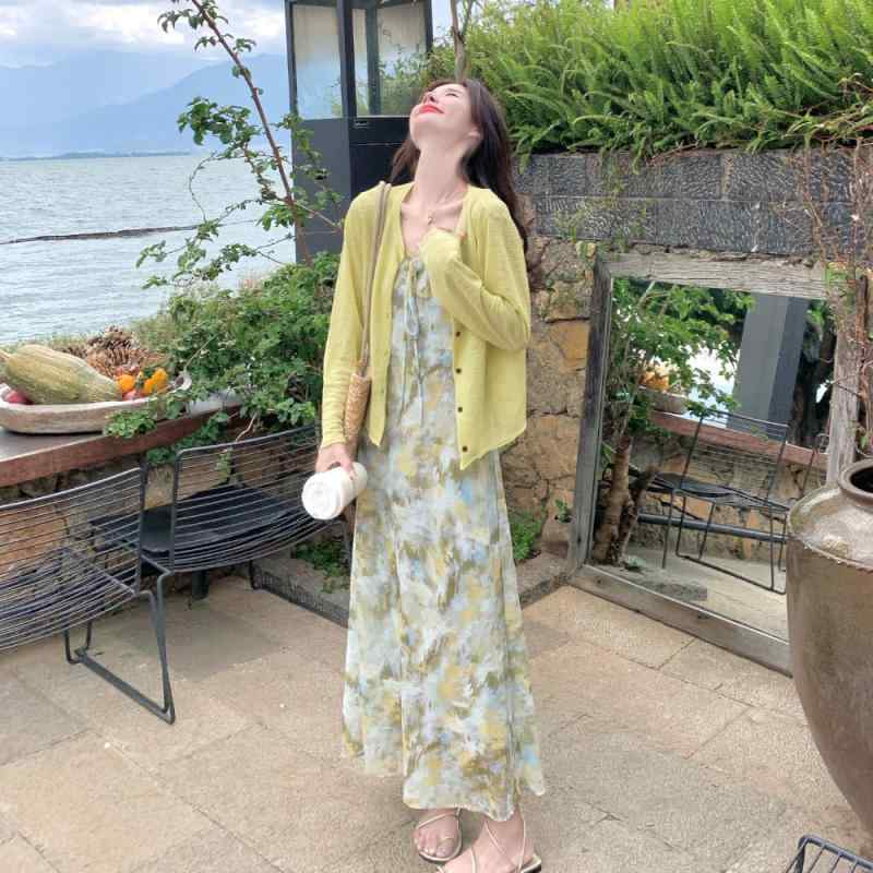 衣裳 書き割り レディース フレンチ表現スタイル グラデーション 花柄 ジレー キャミソール スコート 夏用 口さかしい  2点書き割り 雅びやか 刷り上げる トップス ボトムス 座標