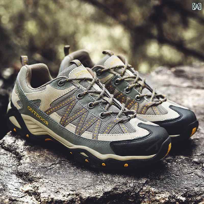 登山靴 男性用 革 通気性 防滑 夏 アウトドア トレッキングシューズ 耐摩耗 クロスカントリー ハイキング 軽量 グリップ｜ベネフィメントショップ 12,087円