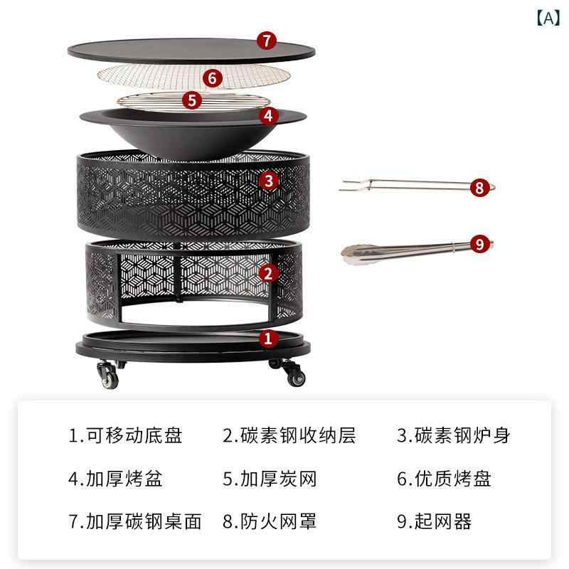 丸焼き炉 身寄り用 民族大移動式 卓上 煖炉 運動場用 室内用 炭火盆 炭炉 炉辺風 煮茶相応う 携帯型 大衆食堂 炭火焼き 露天 室内兼用 パウダーコンパクト 耐久性 鉄製 火鉢表現スタイル