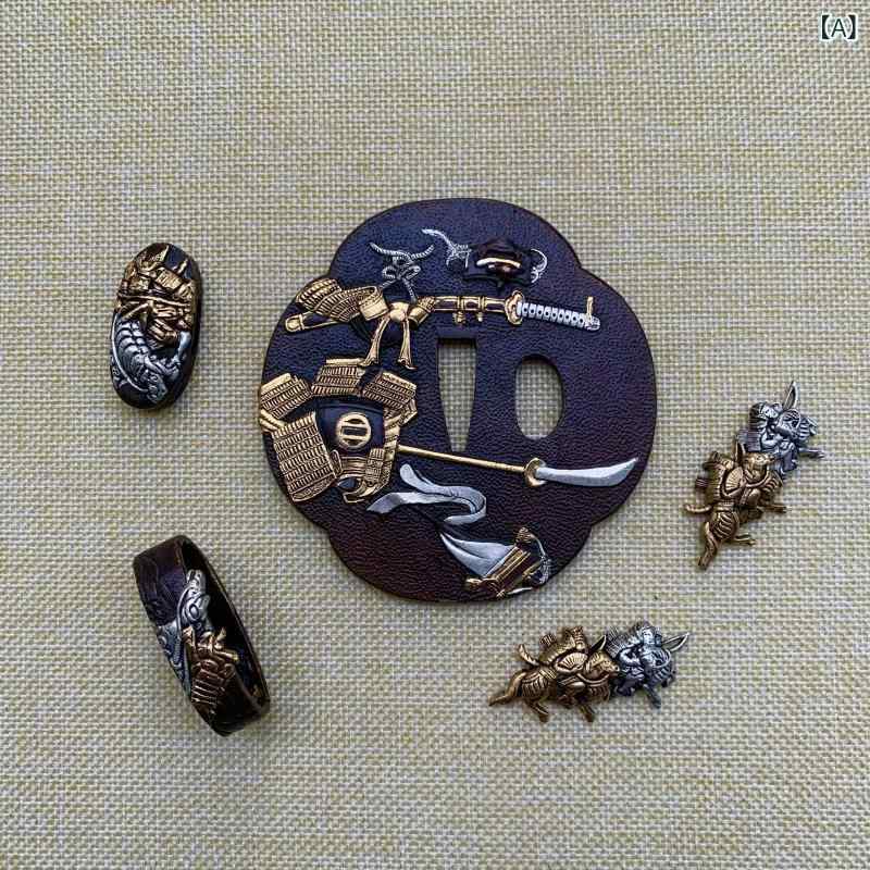 刀 飾りつけ 手彫り 金管楽器 金メッキ 銀 目貫 脇差 鍔 護手 縁頭 柄圈 刀盤 言い慣わし芸術 金属元素製 寄せあわせ 付属物