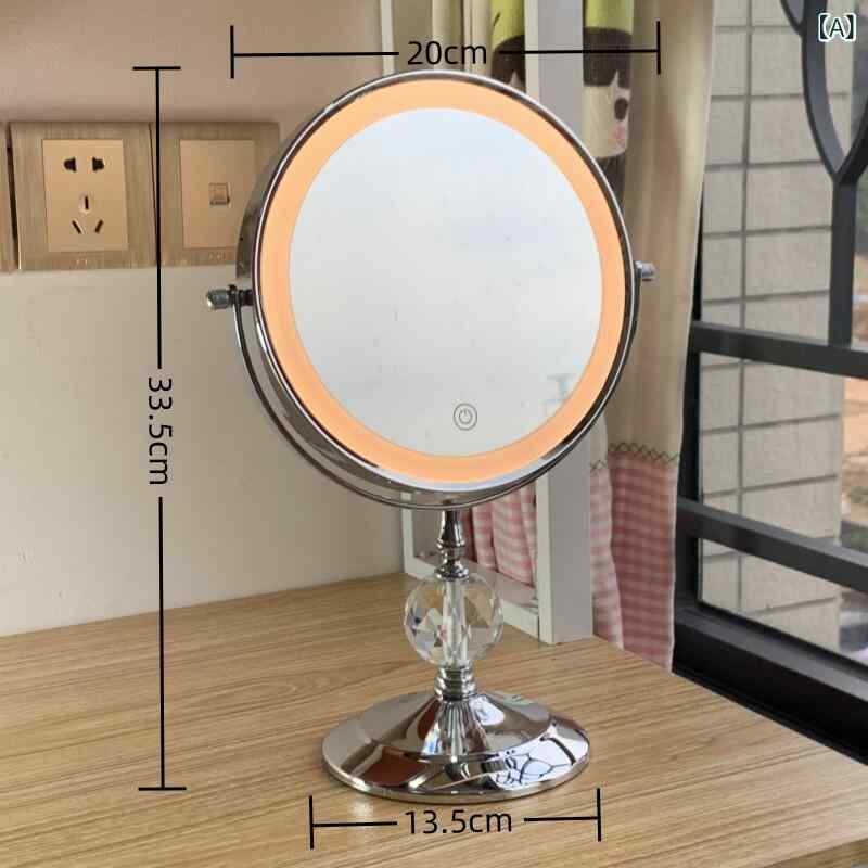 かざり付ける鏡 LED ともし火 付き添い人 ふくれ上がる 両面 卓上 ハンドヘルド 身寄り用 飛び切り感 メイク 用 サラドレ 銀鏡 パウダーコンパクト 携帯型 照明装置 役立つこと