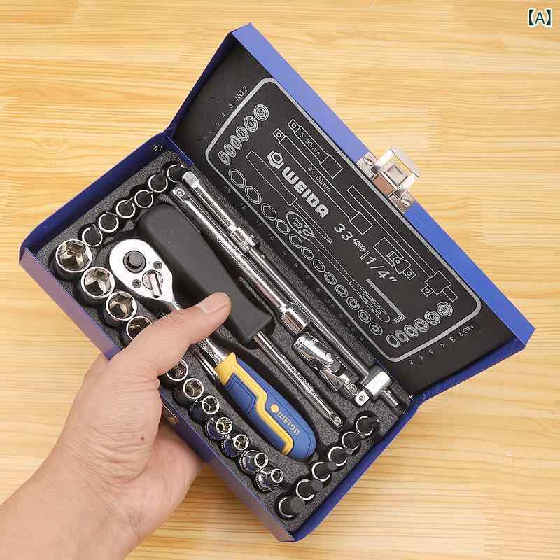 工具セット 33点 1/4インチ ソケット スクリュードライバー 63mm ラチェットレンチ 組み合わせ 家庭用 自動車整備 修理メンテナンス DIY 便利工具｜ベネフィメントショップ 8,253円