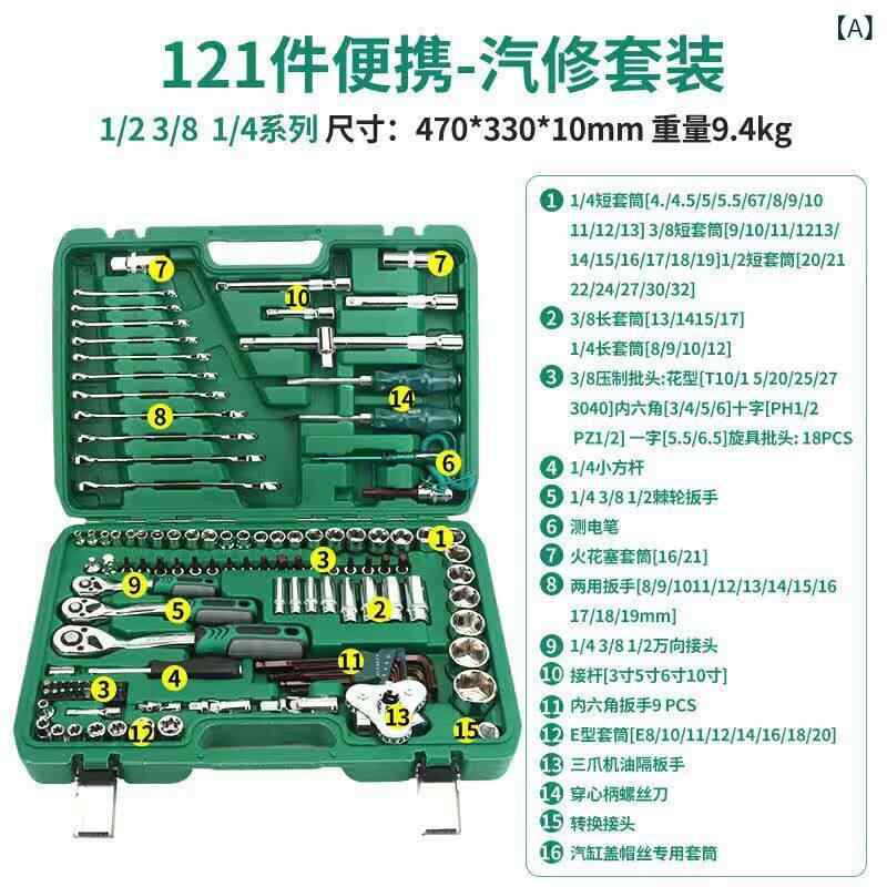 自動車修理工具セット ソケットレンチ ラチェットレンチ スパナ メンテナンスキット 工具ボックス 多機能工具 プロ用修理ツール コンビネーションレンチ ハンドツール｜ベネフィメントショップ